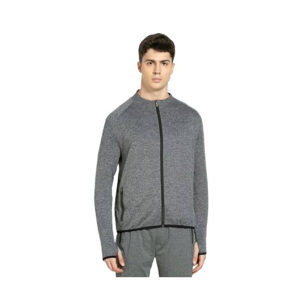 Men's Soft Touch Microfiber Elastane Stretch Thumbhole Jacket with Stay Dry Treatment - Grey Marl