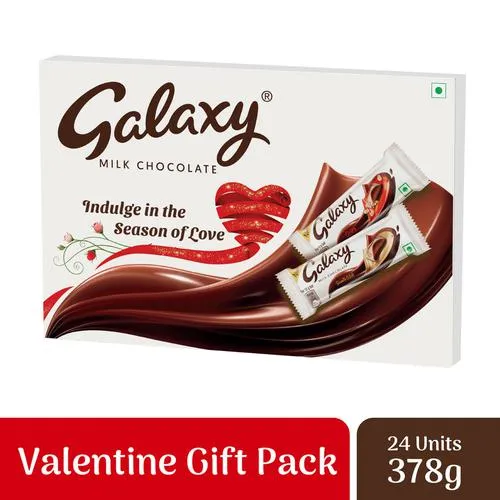 Galaxy Milk Chocolate Bar Valentine Gift Pack - Smooth Milk & Crispy, 378 g (24 pcs)