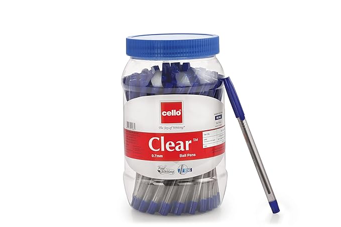 Cello clear ball pen 60jar blue