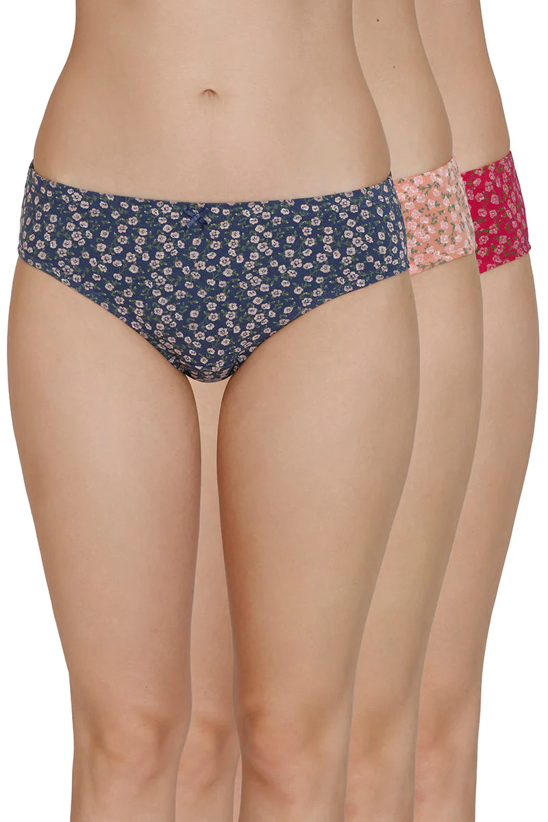 Amante  Inner Elastic Print Mid Rise Bikini Panties (Pack of 3)-150