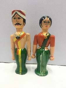 Wooden Rural Couple (Height -17cm) -  Shree Channapatna toys