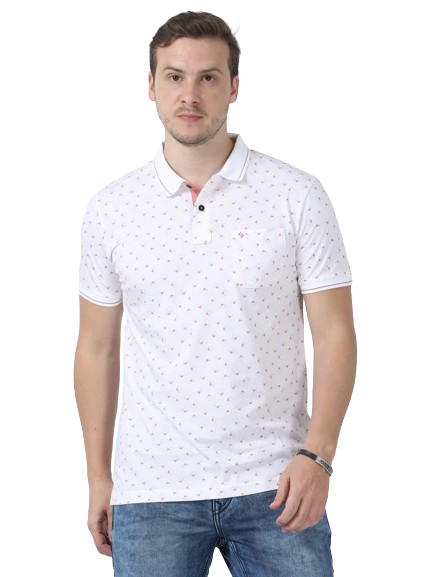 Classic Polo Men's Printed White/Red Cotton Half Sleeve T-Shirt | BELLO - 261 B SF P