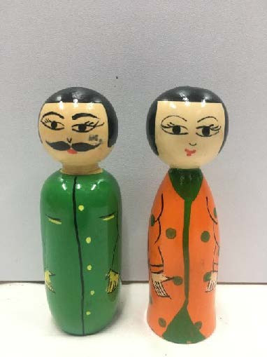 Wooden Japanese pair Doll  (Height -12.5cm ) -  Shree Channapatna Toys