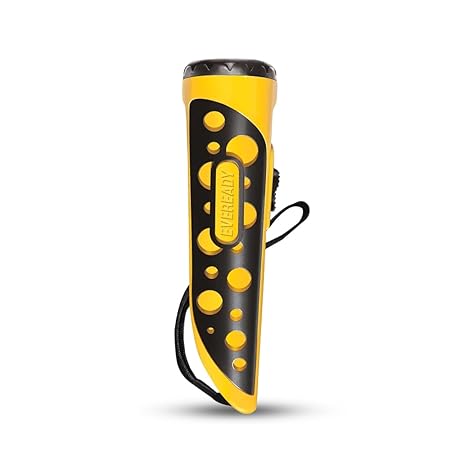 Eveready Cheetah DL54 | 1W LED Torch | Powered by 3 AA Batteries | Super Bright White LED | 7000 Lux Output | Wide Beam & Range | Strong & Durable ABS Plastic Body | Red & Yellow