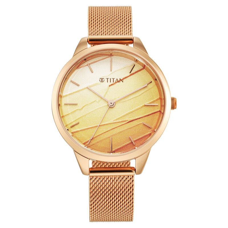 Titan Purple Glam It Up Multicoloured Dial Women Watch With Stainless Steel Strap
