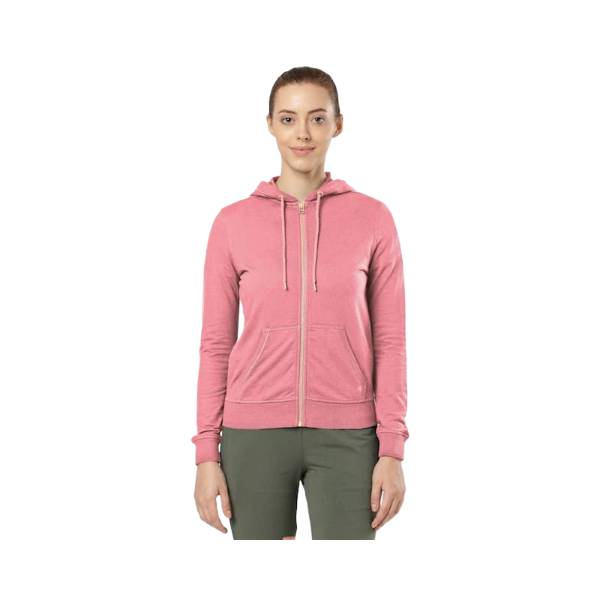 Women's Super Combed Cotton French Terry Fabric Hoodie Jacket with Side Pockets - Rose Wine