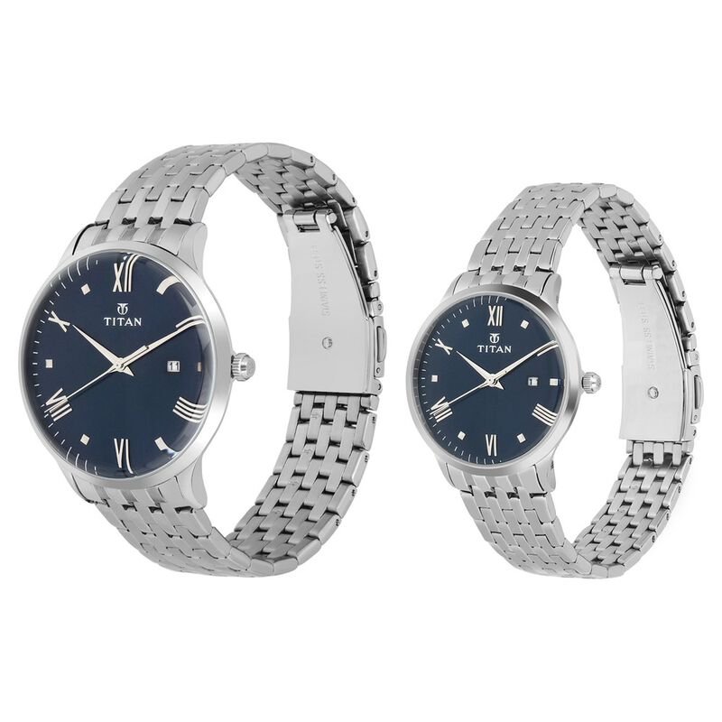 Titan Bandhan Blue Dial Analog with Date Stainless Steel Strap watch ...