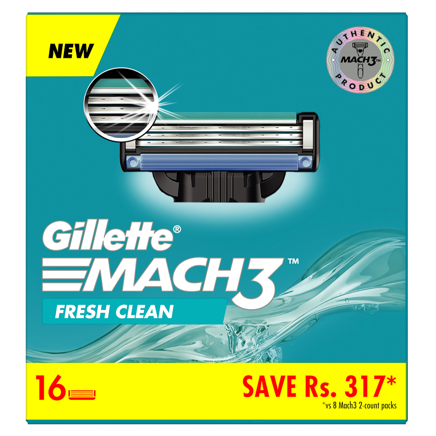 Gillette Mach3 Shaving 3-Bladed Cartridges  Pack of 16