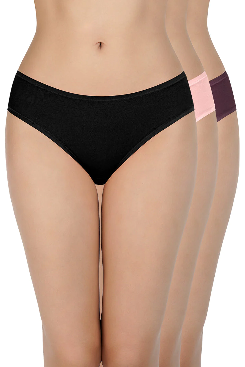 Amante  Solid Low Rise Bikini Panties (Pack of 3)-C465