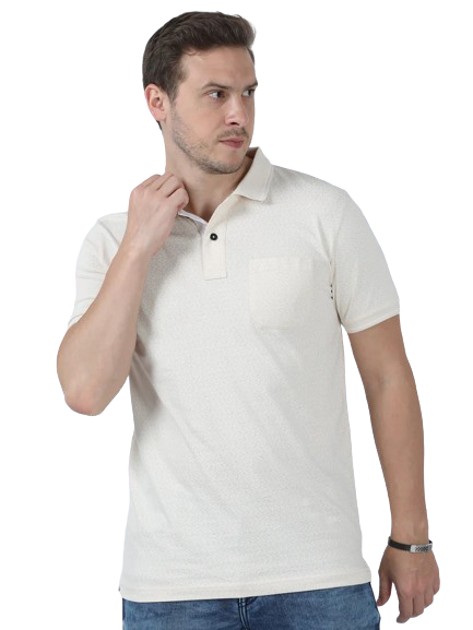 Classic Polo Men's Printed Beige Cotton Half Sleeve T-Shirt | BELLO - 260 A SF P