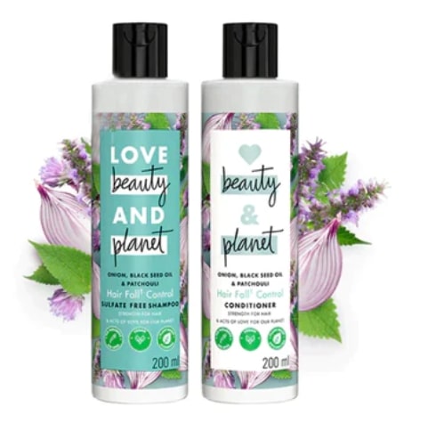 Love Beauty and Planet Onion, Black Seed & Patchouli Hairfall Control Shampoo & Conditioner Combo - ( 200ml + 200ml )