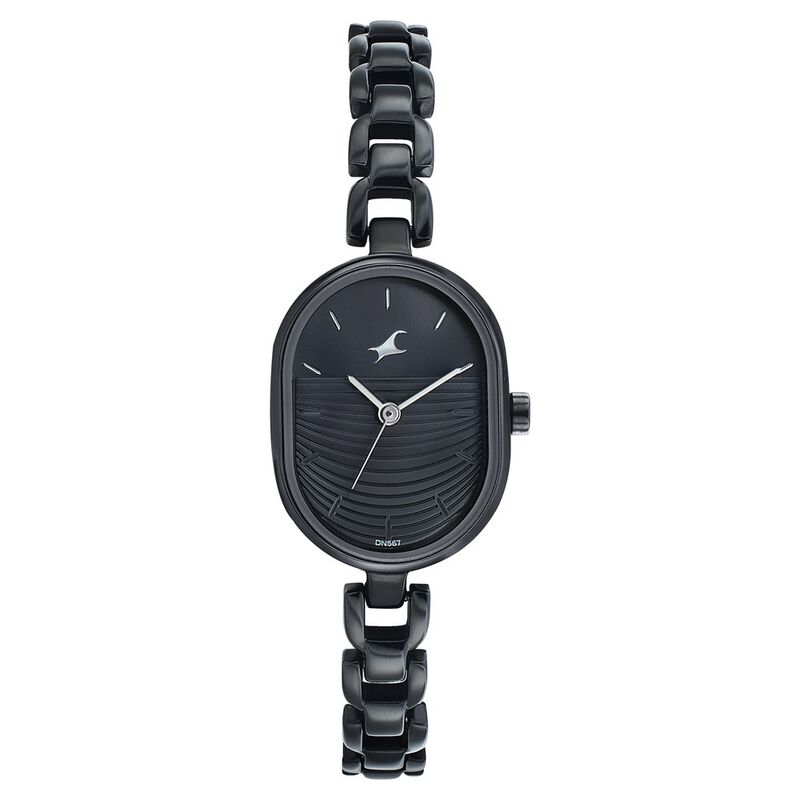 Fastrack Style Up Black Dial Metal Strap Watch for Girls