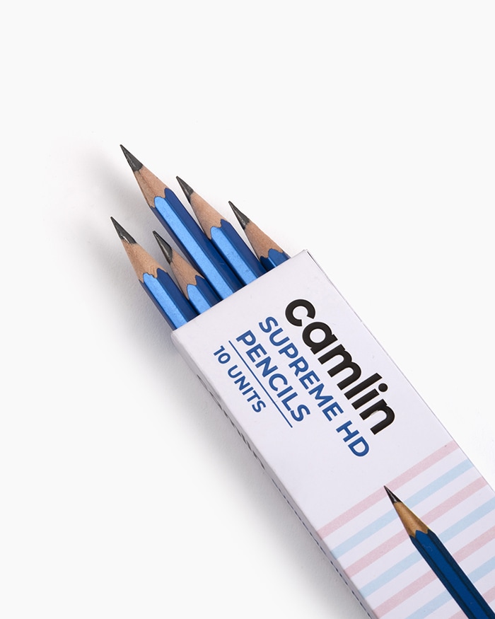 Camlin Supreme HD Pencils Box of 10 pencils with Eraser and Long Point Sharpener