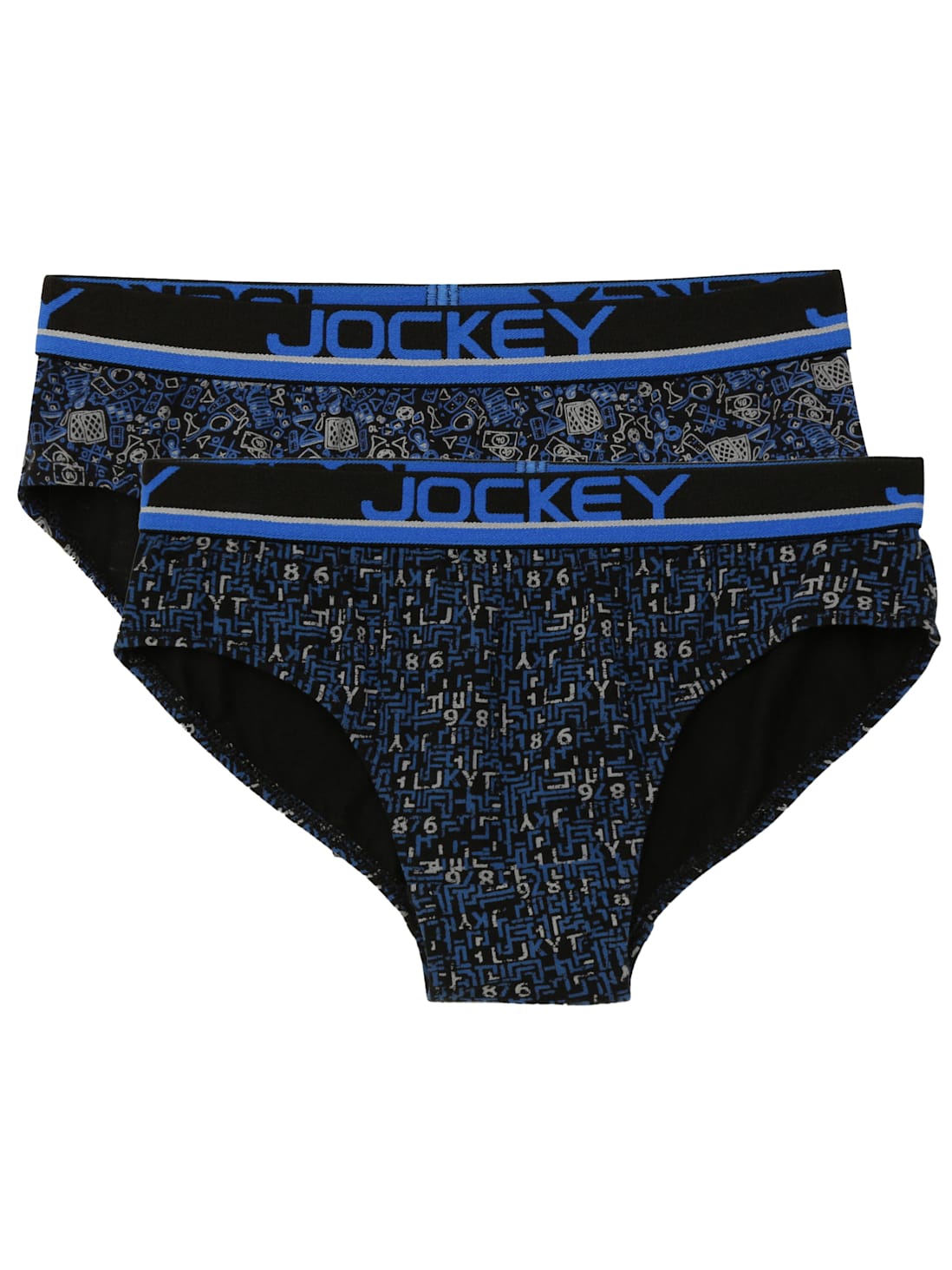 Jockey Boy's Super Combed Cotton Elastane Stretch Printed Brief with Ultrasoft Waistband - Assorted Color & Prints(Pack of 2)