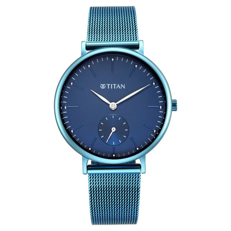 Titan Slimline Blue Dial Analog Stainless Steel Strap watch for Women