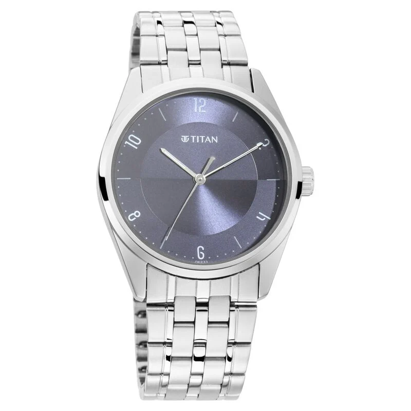 Titan Men's Eleganza Lumina Black: Luminous Dial Watch with Sophisticated Link Metal Strap