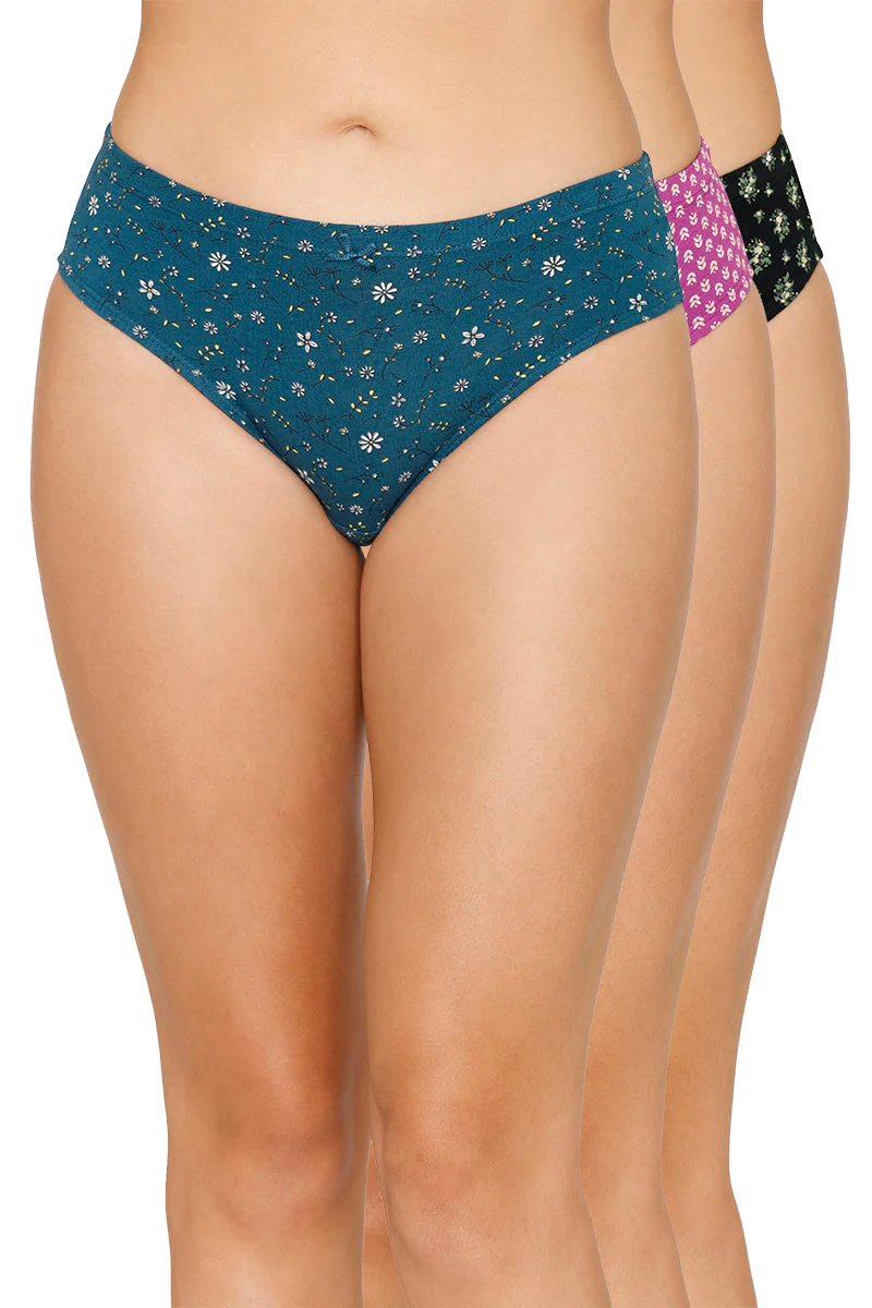 Amante  Inner Elastic Printed Mid Rise Bikini Panty (Pack of 3)-B120
