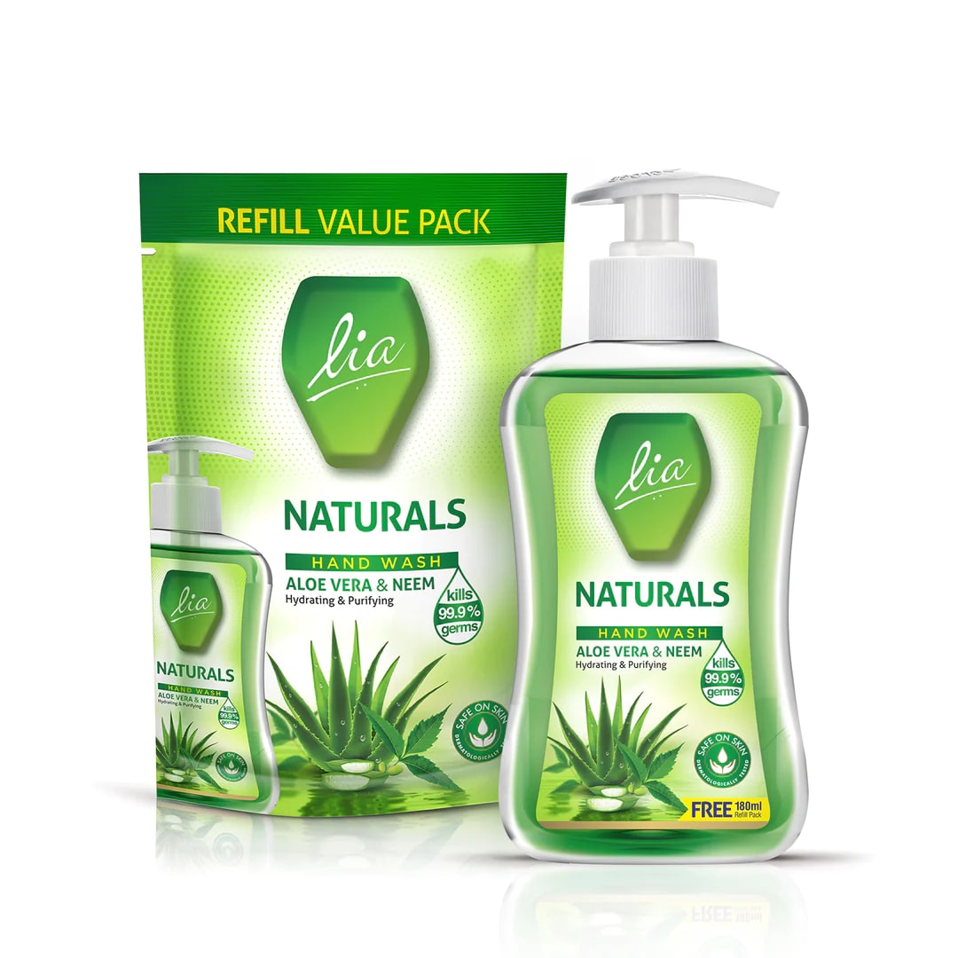 Cycle Lia Agarbatti Lia Naturals Hand Wash 200ml aloevera and neem+180ml refill pack