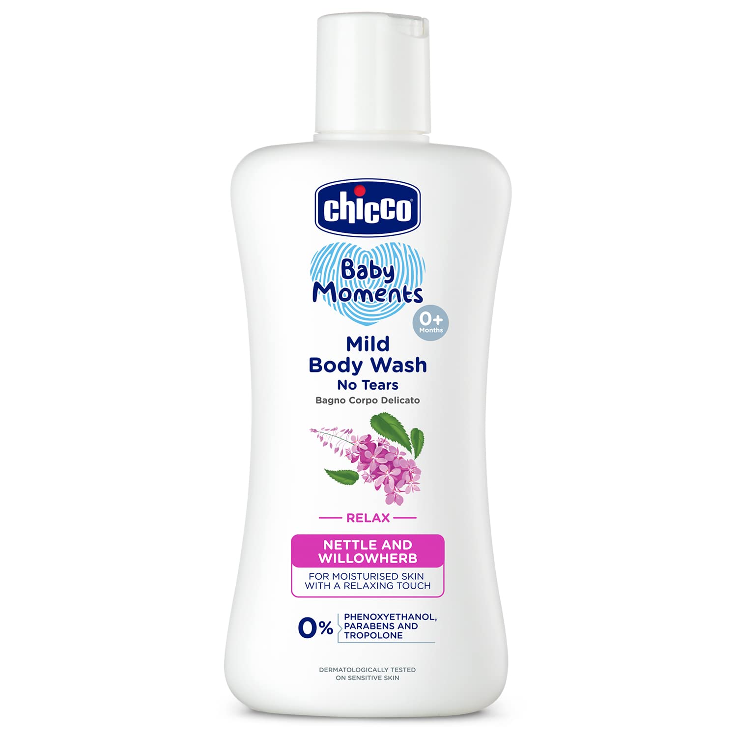 Chicco Baby Moments Mild Body Wash Relax, New Advanced Formula with Natural Ingredients, No Tears & Soap-Free, Mild formula for Baby’s Body & Face Wash