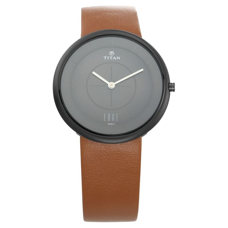 Titan Edge Zen Black Dial Analog Leather Strap Watch for Men