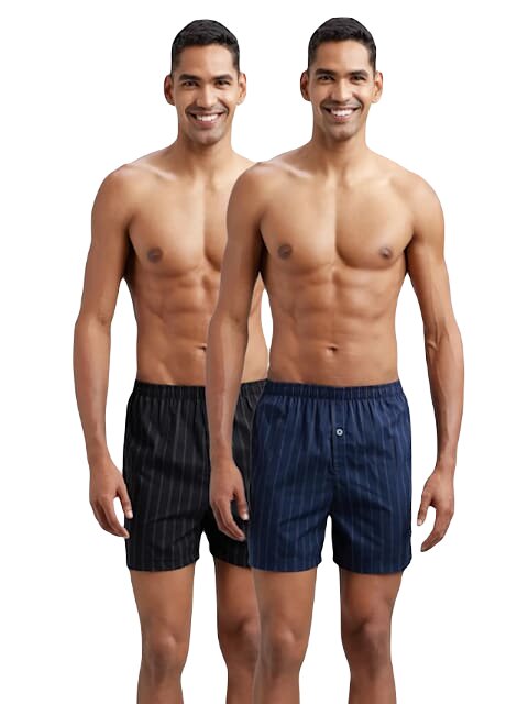 Men's Super Combed Mercerized Cotton Woven Checkered Inner Boxers with Ultrasoft Waistband (Pack of 2)