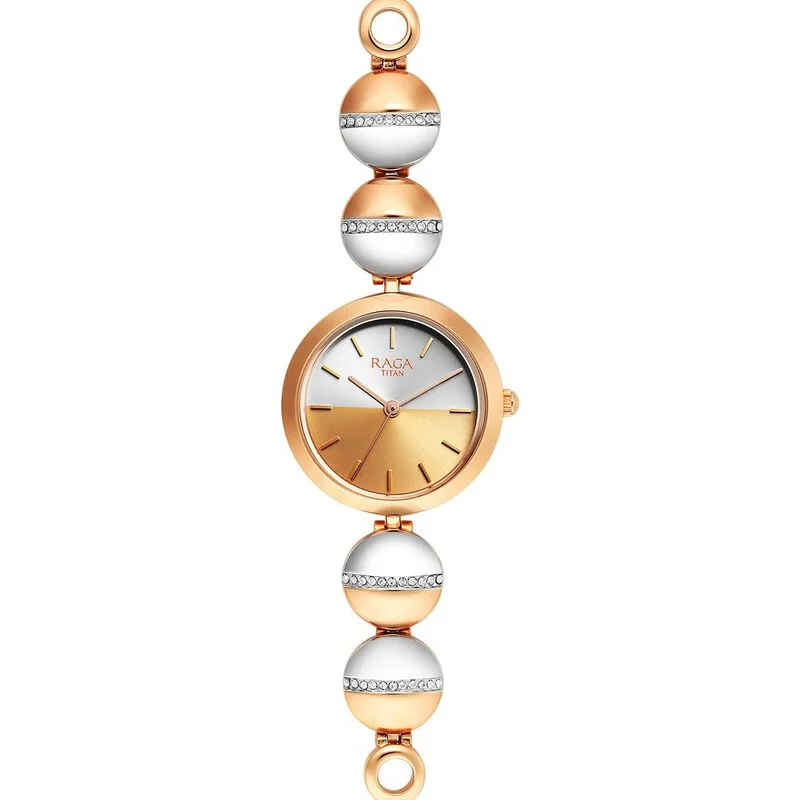 Titan Raga Delight Two Toned Dial Analog Metal Strap Watch for Women