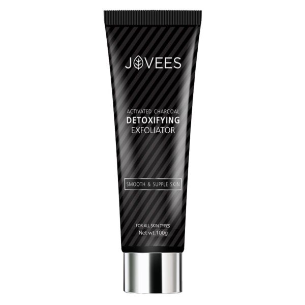 Jovees Activated Charcoal Detoxifying Exfoliator | Soft & Hydrated Skin 100g