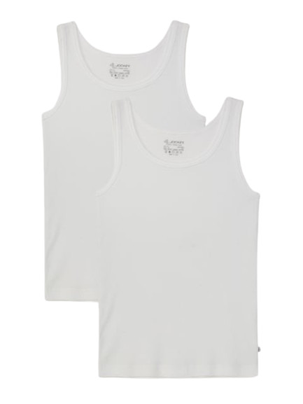 Boy's Super Combed Cotton Rib Fabric Round Neck Sleeveless Vest - White(Pack of 2)
