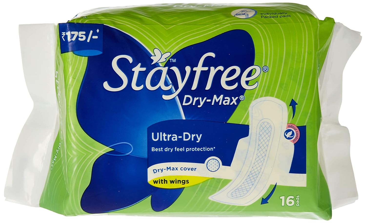 Stayfree Dry-Max Ultra-Dry Sanitary Pads with Wings - 16 Pads