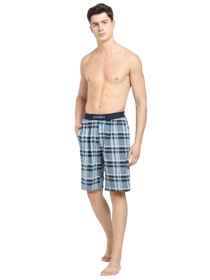 Jockey Men's Tencel Micro Modal Cotton Elastane Stretch Regular Fit Checkered Sleep Shorts with Side Pockets