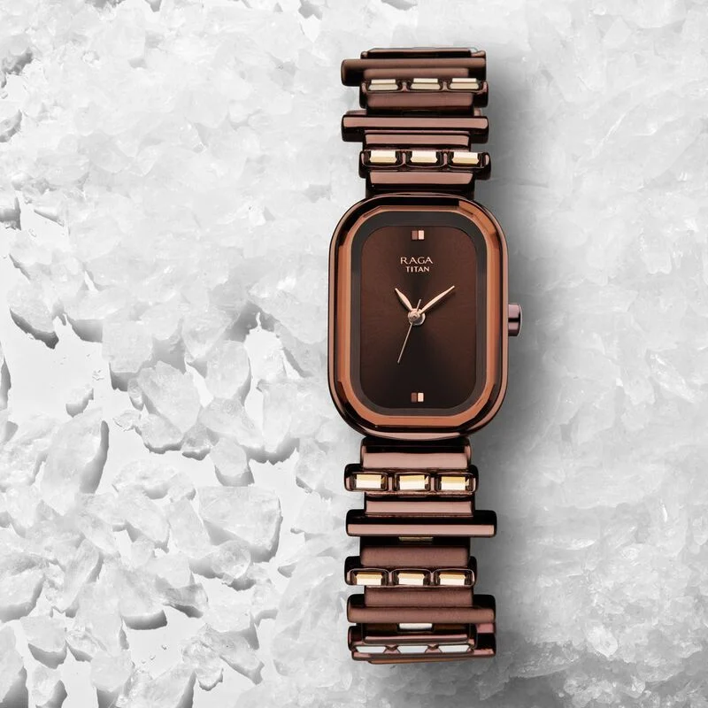 Raga Women's Love all: Elegant Oval Brown Dial & Metal Strap Watch