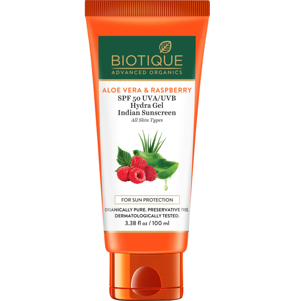 Biotique Aloe Vera & Raspberry Spf 50 Hydra Gel Indian Sunscreen 100g