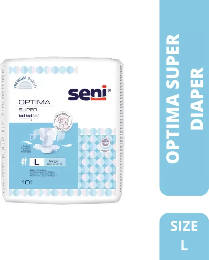 Seni Optima Super Diapers With Hip Bands 10 Pieces (Large) Adult Diapers