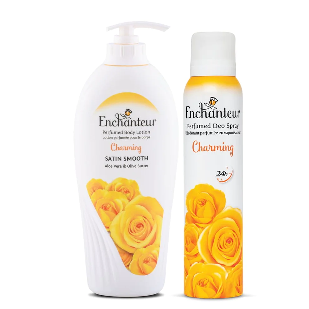 Enchanteur Charming Hand and Body Lotion, 500ml & Charming Perfumed Deo Spray 150ml