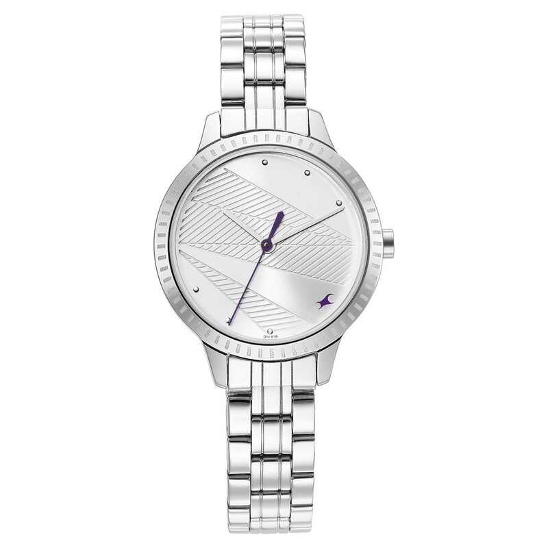 Fastrack Stunners Quartz Analog Silver Dial Metal Strap Watch for Girls