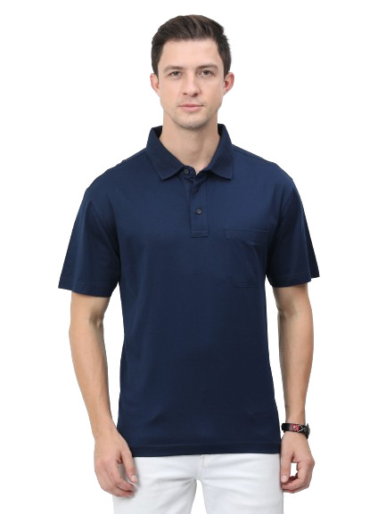 Classic Polo Mens Cotton Half Sleeves Solid Authentic Fit Polo Neck Navy Color T-Shirt | Rare - 06 B Af P