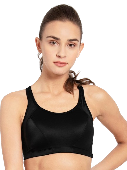Jockey Women's Wirefree Padded Microfiber Elastane Stretch Full Coverage Sports Bra with Optional Racer Back Styling and Stay Dry Treatment - Black