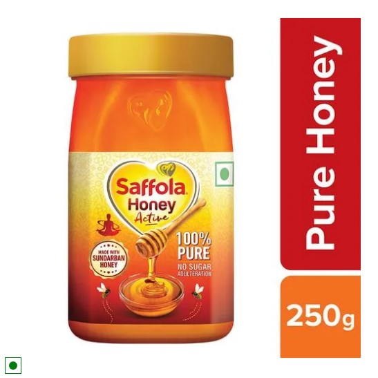 Saffola Honey Active - From Sundarban Forest, 100% Pure, No Sugar Adulteration, 250 g Jar