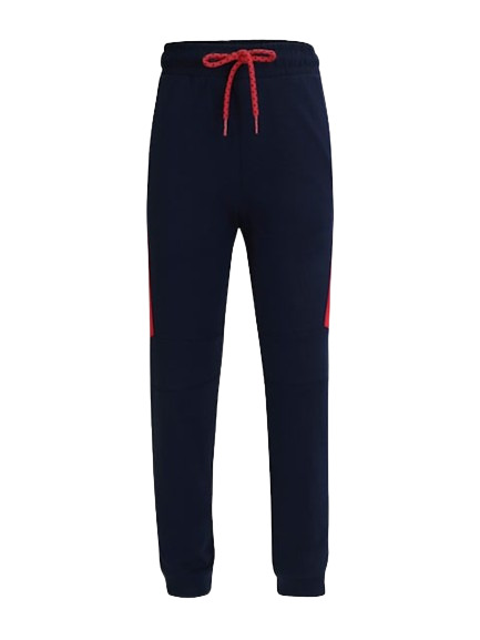 Boy's Super Combed Cotton Rich Graphic Printed Joggers with Side Pockets and Ribbed Cuff Hem - Navy & Team Red