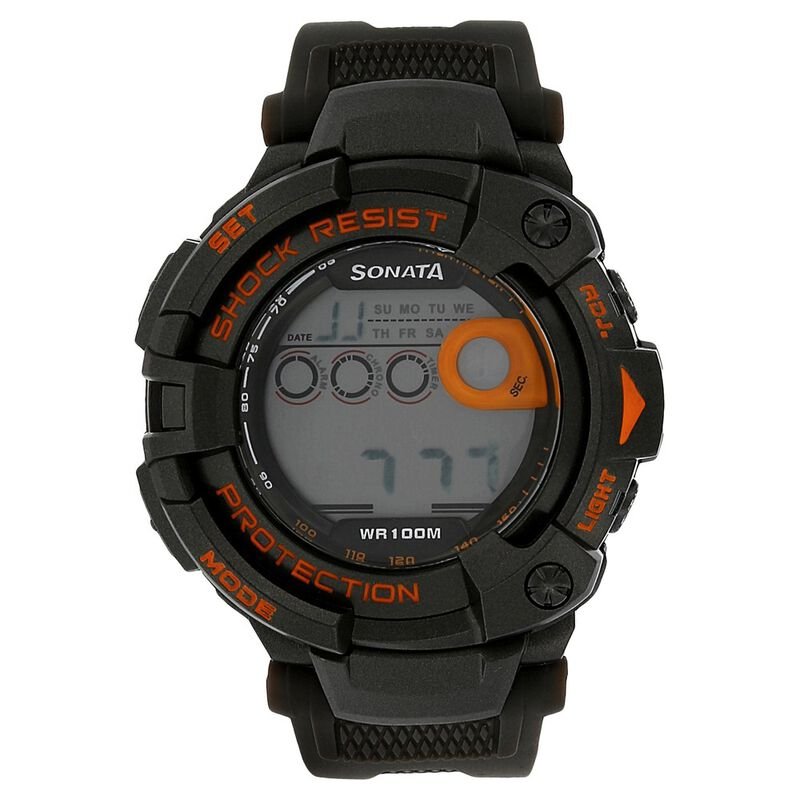 Sonata SF Digital Dial Plastic Strap Watch for Men NM77010PP04