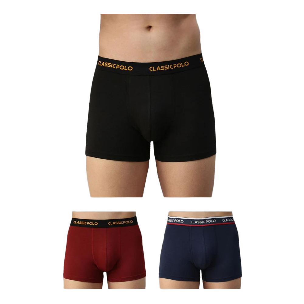 Classic Polo Men's Modal Solid Trunks | Glance - Multicolor (Pack Of 3)