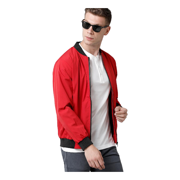Classic Polo Men's Cotton Solid Full Sleeve Slim Fit Round Neck Red Color Jackets | Cpj 21 Fs 438