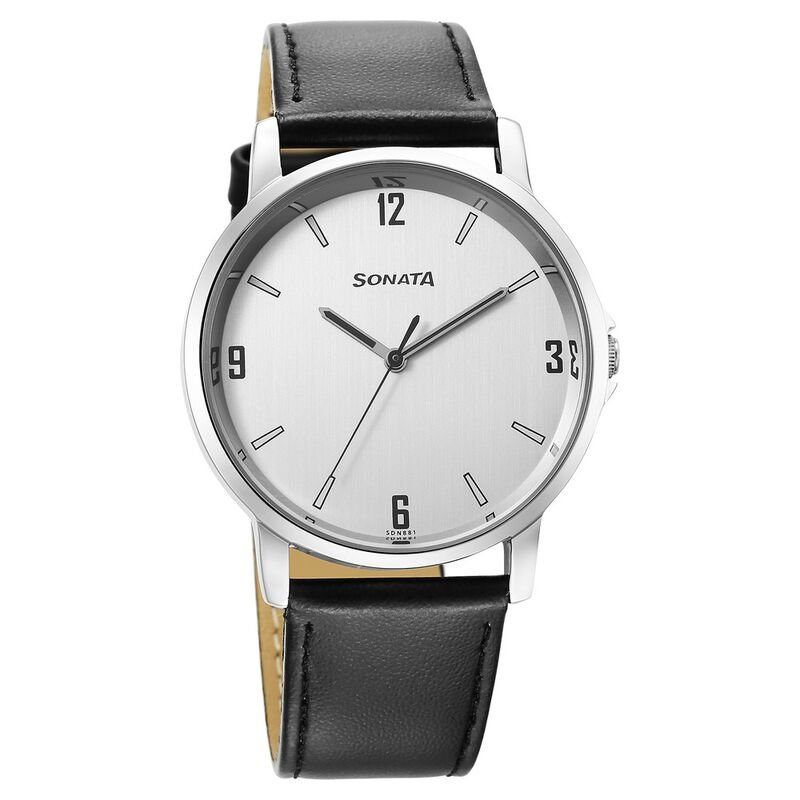 Sonata Quartz Analog Silver Dial Watch for Men 77083SL08