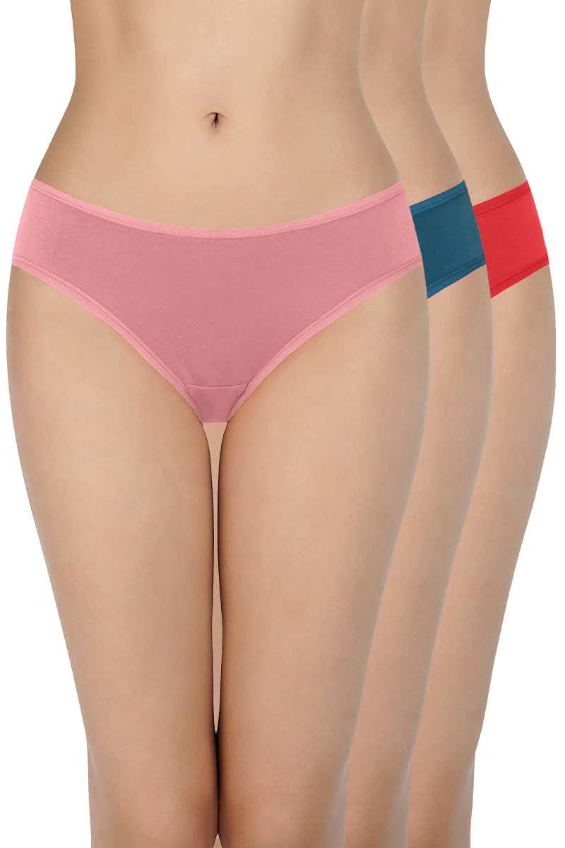 Amante  Solid Low Rise Bikini (Pack of 3) - C502