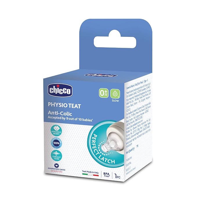 Chicco Teat Perfect 5 with Anti-Colic Effect, Nipple for Wide Neck Feeding Bottles, Regular & Fast Flow, for Newborn Babies 0m+, White