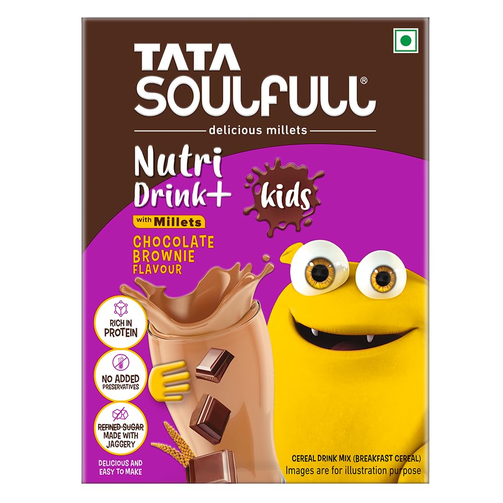Tata Soulfull Nutri Drink+ For Kids With Millets, Chocolate Brownie Flavour,