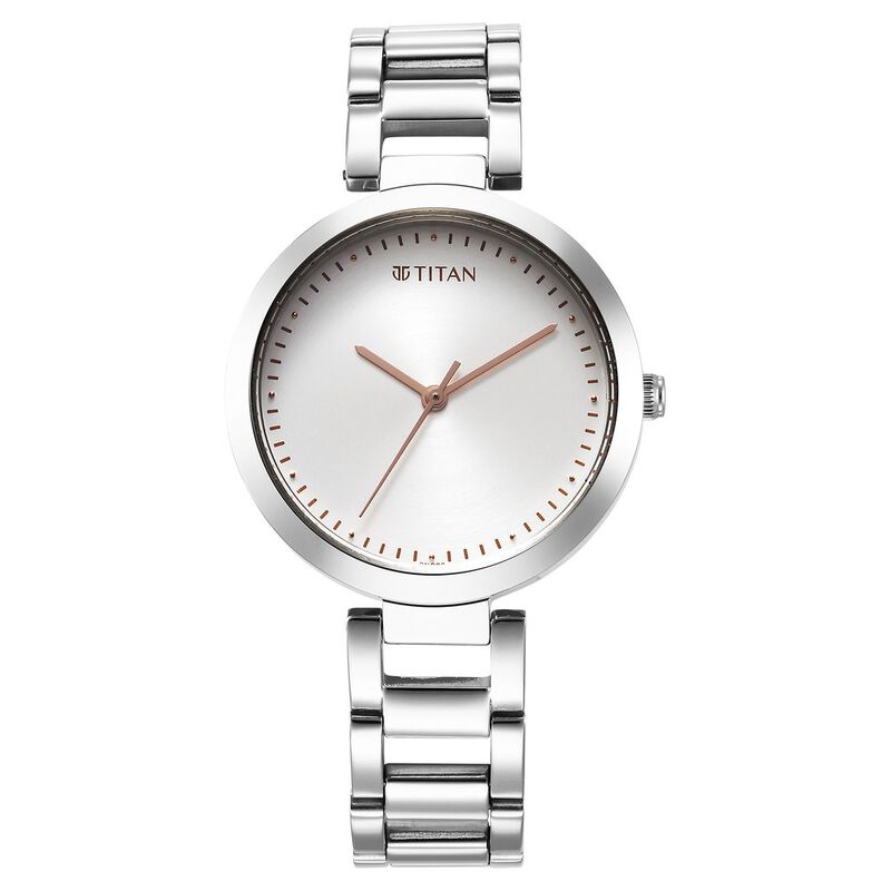 Titan Workwear Quartz Analog Silver Dial Silver Stainless Steel Strap Watch for Women