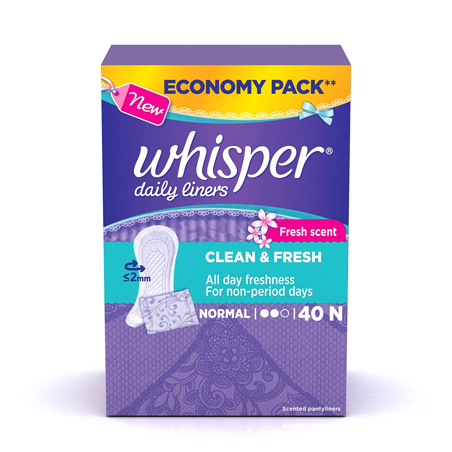 Whisper Daily Liners Clean and Fresh (40 Count)