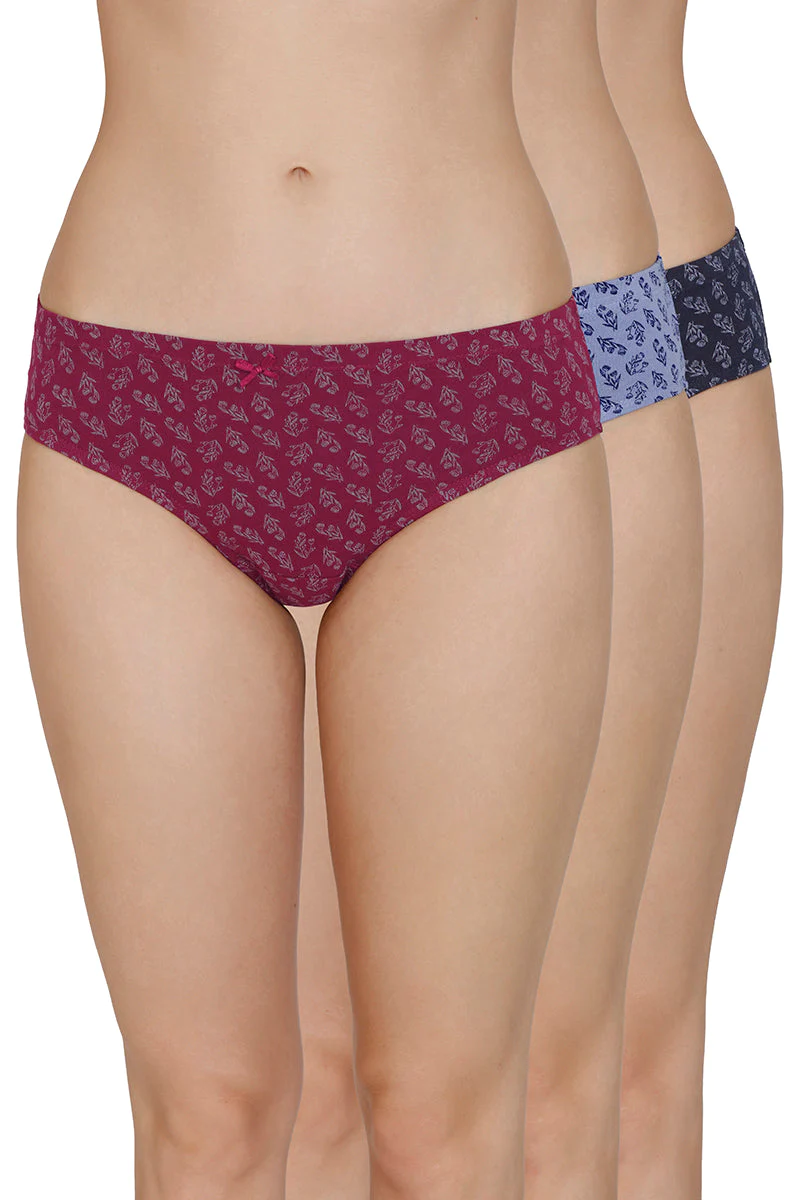 Amante  Inner Elastic Print Mid Rise Bikini Panties (Pack of 3)-149