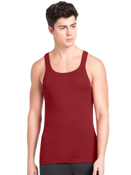 Men's Super Combed Cotton Rib Square Neckline Gym Vest